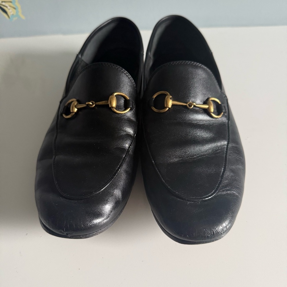 Gucci Black Brixton Leather Horsebit Loafers
